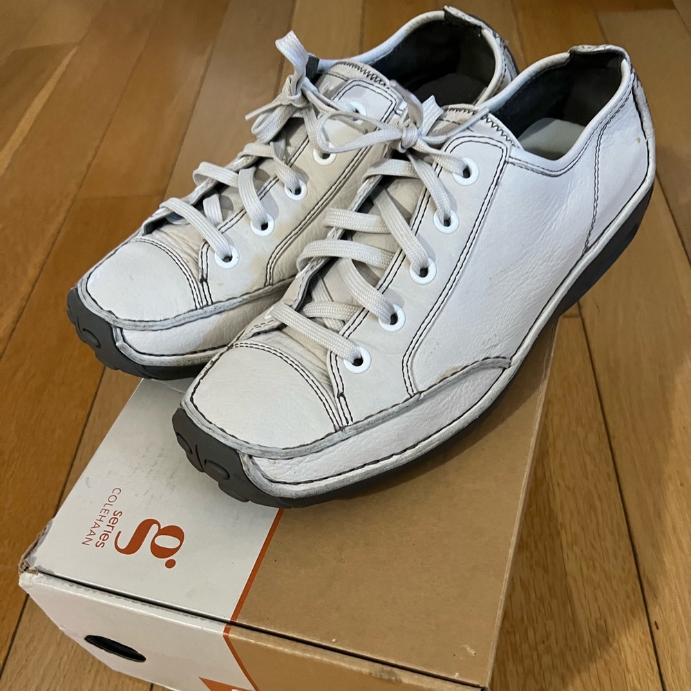 Cole Haan Series Leather Men’s White Deerskin Driving Shoes Size 8.5